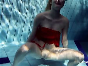 super-steamy platinum-blonde Lucie French nubile in the pool